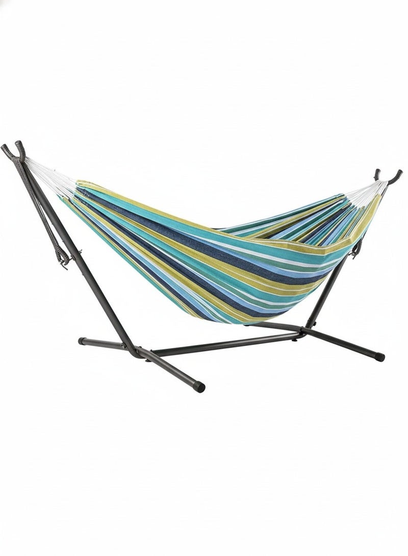 Adventure Lab Cotton Hammock with Steel Stand, 2-Person Portable Hammock for Garden, Camping, Beach & Patio, 450 lb Capacity, with Premium Carry Bag - Image 1