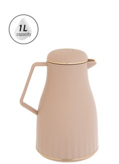 Hic Plastic thermos for tea and coffee size 1 liter beige color  - Image 1