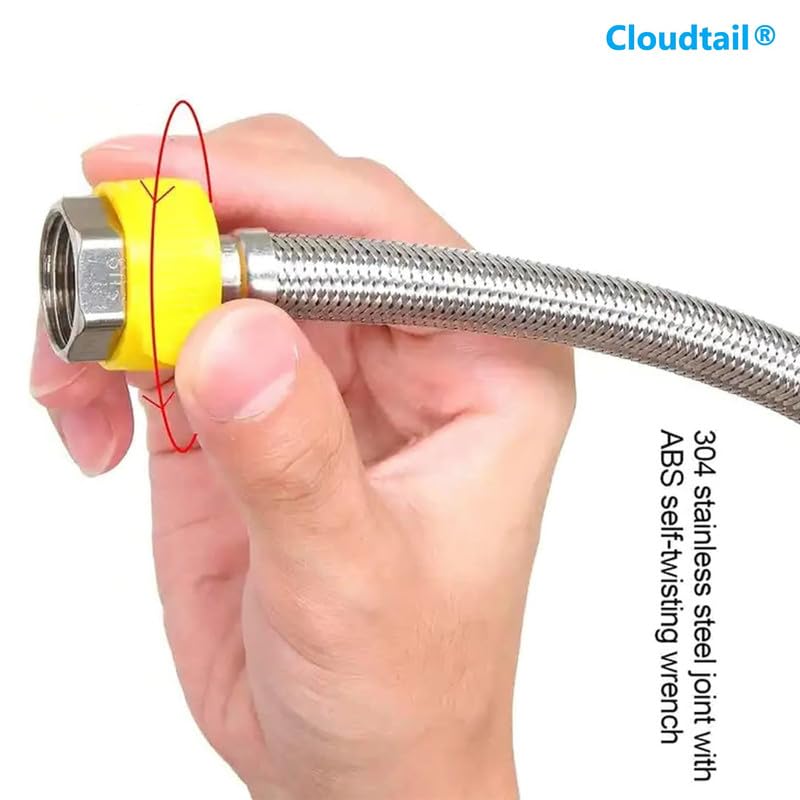 Cloudtail Cloudtail Connection PipeReplacement TubeHoseFlexibleLight Weight With BoltIdeal For KitchenBathroomHealth FaucetGeyserRo PourifierMaterial Stainless SteelColorSilverSize 18Set Of 2  - Image 5