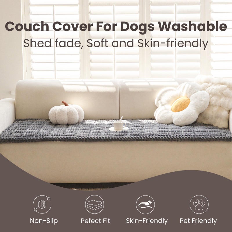 Disayu Couch Cover for Dogs Washable, Non-Slip Pet Couch Covers for Sofa, Fuzzy Dog Couch Cover Blanket for Furniture Protector (Dark Gray, 27.6" x 59"/70 x 150cm) - Image 2