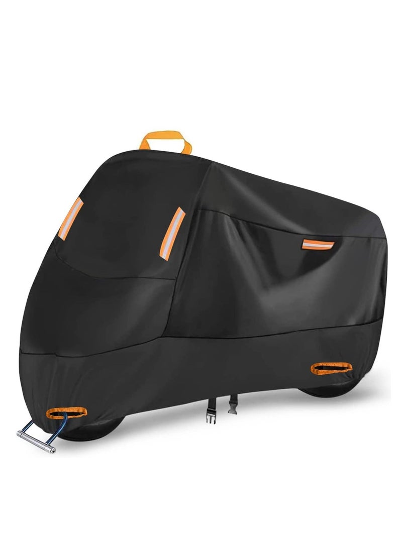 SYOSI 300D Waterproof Motorcycle Cover, Outdoor Indoor, Motorbike Cover Rain UV Dust Protective with 2 Lock Holes and 4 Reflective Strips and 1 Storage Bag for Scooter (1XL: 87 x 37 x 49 inch) - Image 2