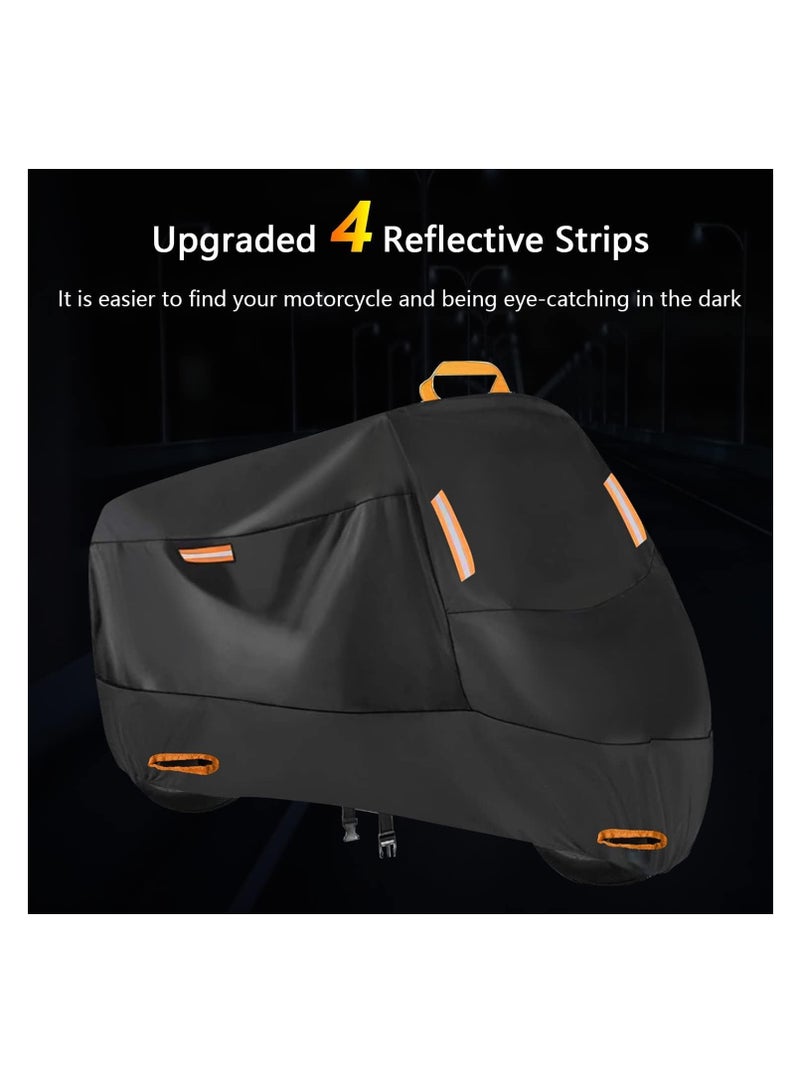 SYOSI 300D Waterproof Motorcycle Cover, Outdoor Indoor, Motorbike Cover Rain UV Dust Protective with 2 Lock Holes and 4 Reflective Strips and 1 Storage Bag for Scooter (1XL: 87 x 37 x 49 inch) - Image 5