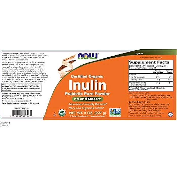 Now - Organic Inulin Powder 8 Oz - Image 2