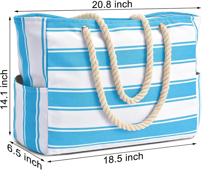 Becokan Beach Bags for Women, Large Waterproof Beach Tote Bag with Zipper Beach Bags Waterproof Sandproof Swim Pool Bag Large Tote - Image 4