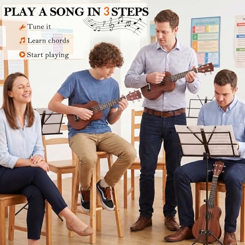 Everjoys Soprano Ukulele 21 inch Mahogany Ukelele Beginner Kit w/Free Online Lesson Case Strap Tuner Picks, Fast to Learn - Image 2