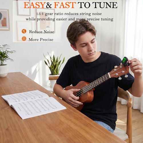 Everjoys Soprano Ukulele 21 inch Mahogany Ukelele Beginner Kit w/Free Online Lesson Case Strap Tuner Picks, Fast to Learn - Image 4