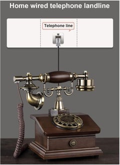 Generic Wooden Vintage Retro Telephone with Rotary Dial and Small Wooden Drawer, Antique-Style Landline Phone for Home and Office Decor  - Image 4