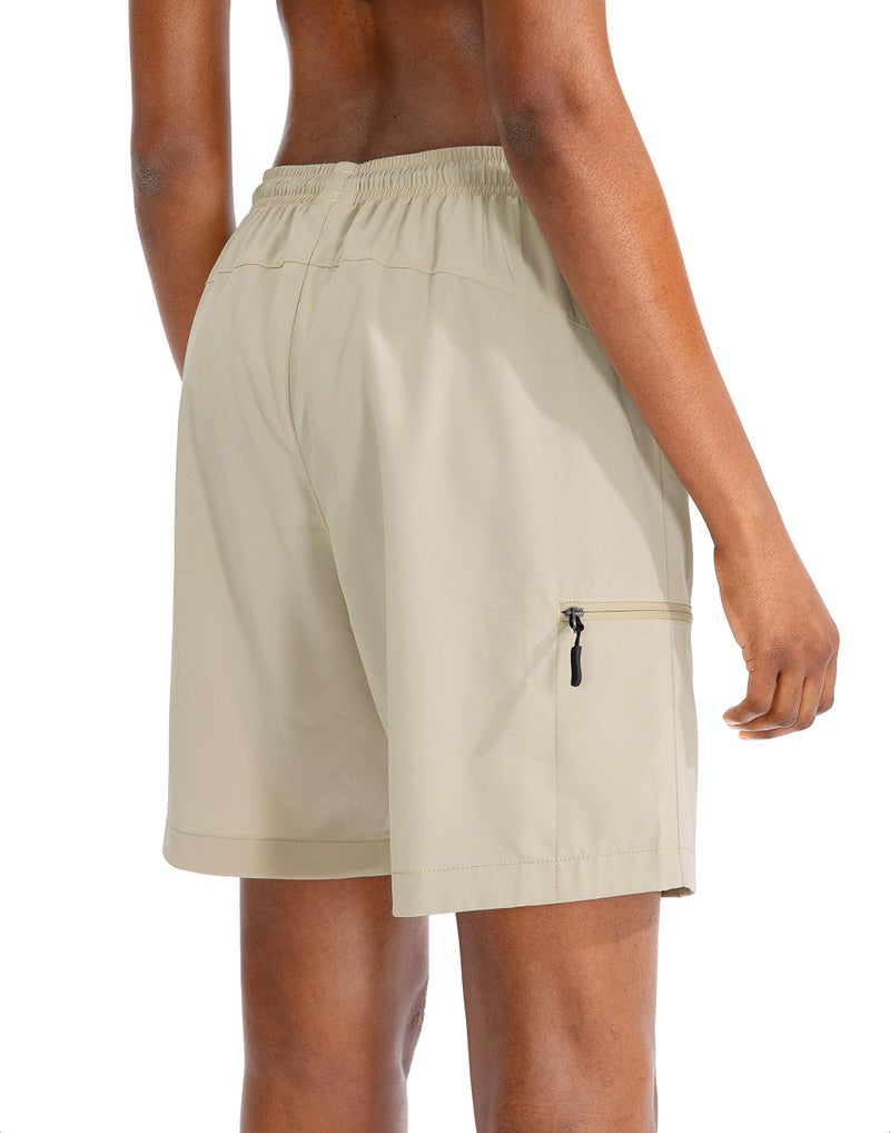 SANTINY Women's 5''/ 7''/9'' Hiking Cargo Shorts Quick Dry Lightweight Summer Shorts for Women Athletic Golf Zipper Pockets(Khaki_M) - Image 3