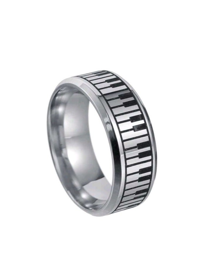 ديلز بيك خاتم رجالي عصري من الاستانلس ستيل اللامع باللون الفضي مقاس 10 - Image 3