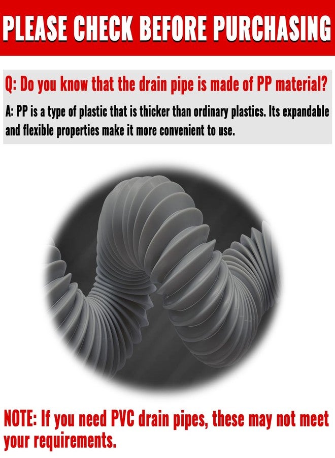 VIVIDA Sink Drain Pipe 1-1/2", Flexible Drain Pipe, 7.5"-17.7" Expandable Flexible P Trap for Bathroom and Kitchen, Under Sink Plumbing, 1-1/4" Adapter Included, Gray, 1 PACK - Image 4