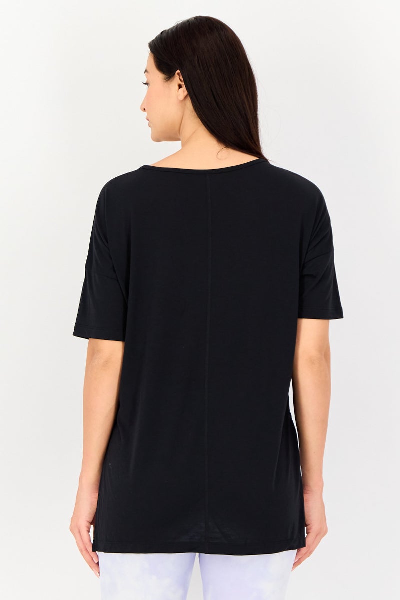 Nike Women Dri Fit Short Sleeve Plain Training Top, Black - Image 4