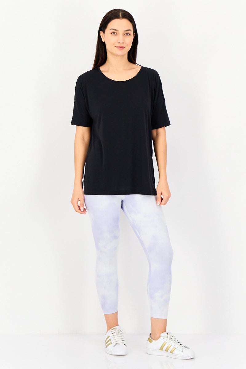 Nike Women Dri Fit Short Sleeve Plain Training Top, Black - Image 2