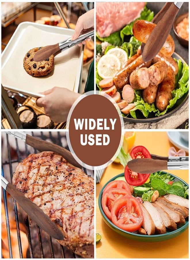 Saycker Wooden Tongs for Cooking,Stainless Steel Anti-Slip Long Handle Wood Salad Tongs with Hanging Hole & Walnut Wood Tip, for Bbq,Serving Food, Salad Tossing,11.41 Inch + 14.96 Inch - Image 5