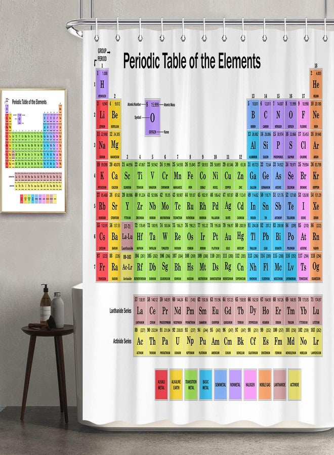 Jipusai Updated Periodic Table of Elements Shower Curtain Sets, Science Chemistry Teach and Study Decor Curtains for Classroom, Fabric Educational Chemistry Bath Curtain with Hooks Included 70x72IN - Image 1