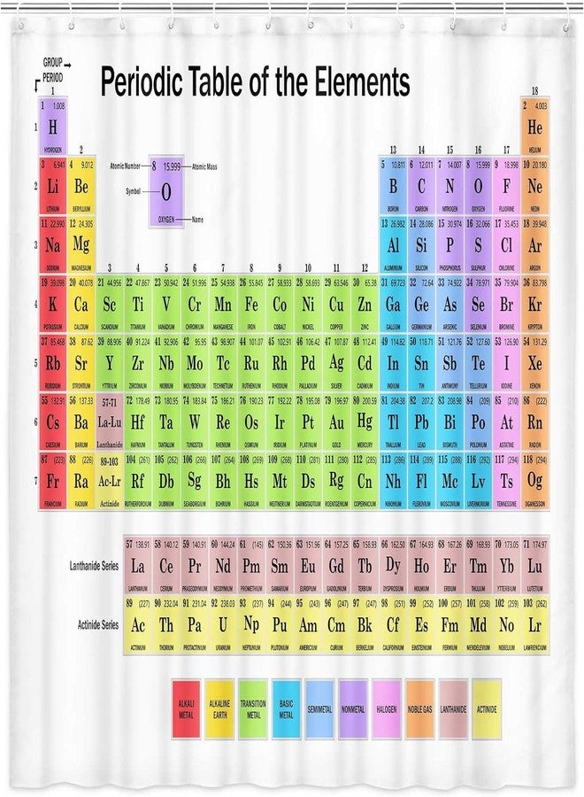 Jipusai Updated Periodic Table of Elements Shower Curtain Sets, Science Chemistry Teach and Study Decor Curtains for Classroom, Fabric Educational Chemistry Bath Curtain with Hooks Included 70x72IN - Image 4