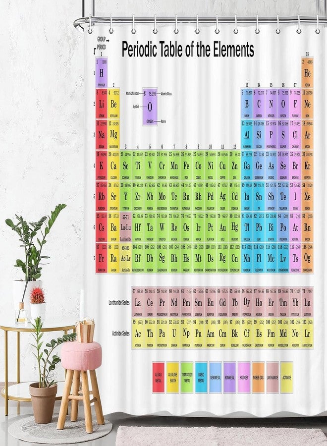 Jipusai Updated Periodic Table of Elements Shower Curtain Sets, Science Chemistry Teach and Study Decor Curtains for Classroom, Fabric Educational Chemistry Bath Curtain with Hooks Included 70x72IN - Image 3