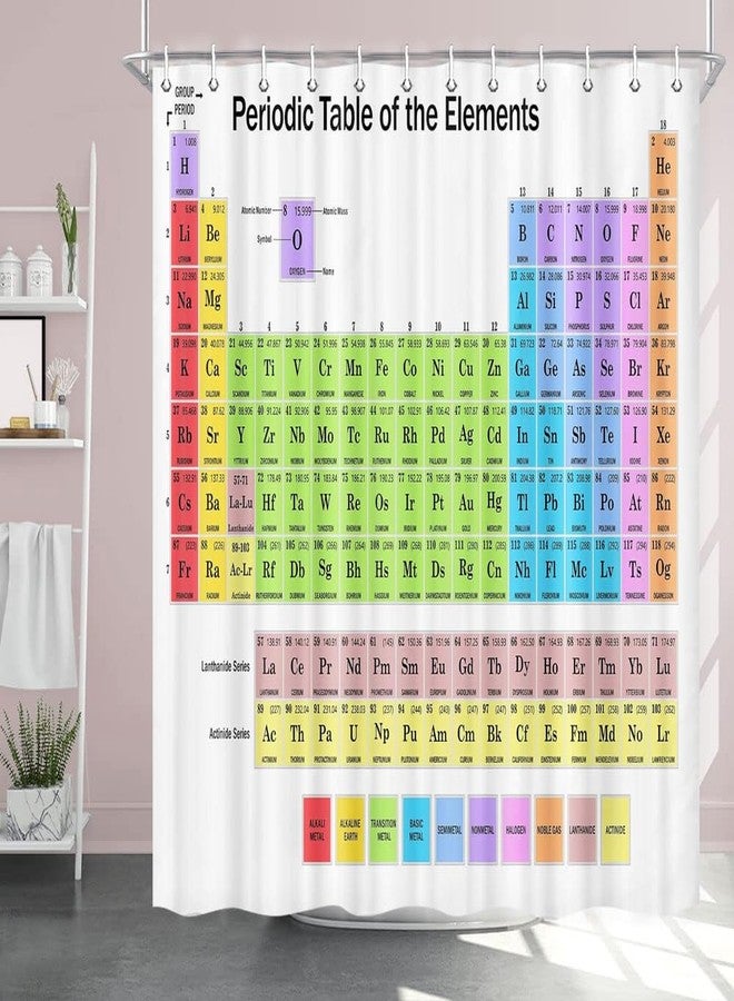 Jipusai Updated Periodic Table of Elements Shower Curtain Sets, Science Chemistry Teach and Study Decor Curtains for Classroom, Fabric Educational Chemistry Bath Curtain with Hooks Included 70x72IN - Image 2