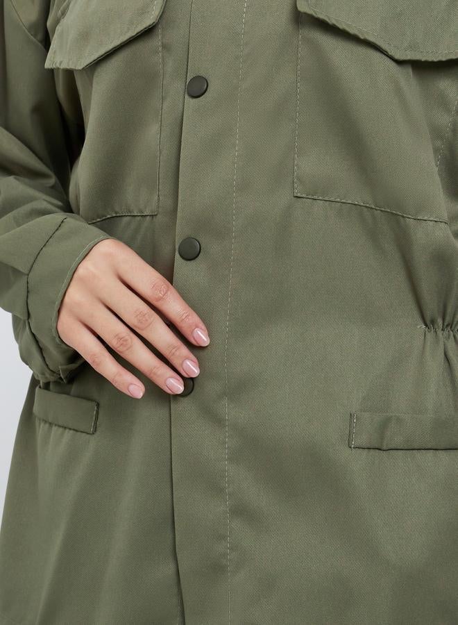 Styli Green Longline Utility Jacket with Pockets - Image 4