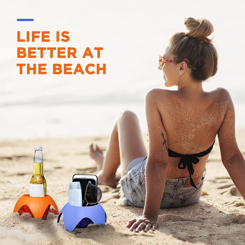 Beach Vacation Essentials Drink Cup Holder Sand Coasters Travel Loose Sand Cup Holder Multicolor 7 Pack - Image 2