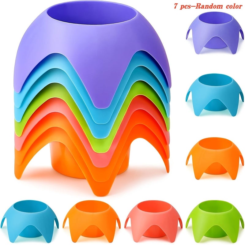 Beach Vacation Essentials Drink Cup Holder Sand Coasters Travel Loose Sand Cup Holder Multicolor 7 Pack - Image 1