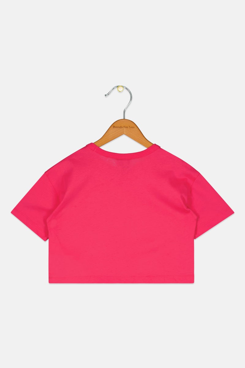 Champion Toddlers Girl Short Sleeve Brand Logo T-Shirt, Fuchsia Pink - Image 2