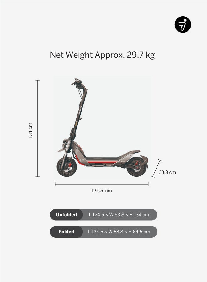 ninebot ZT3 Pro Electric KickScooter, 25km/h Speed, 70km Range, 1600W Motor, 11" Off-Road Tubeless Tires, Suspension System, Smart TFT Display, Apple Find My, Dual Brakes – Black - Image 5