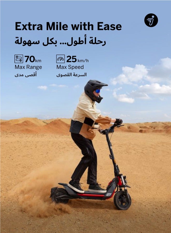 ninebot ZT3 Pro Electric KickScooter, 25km/h Speed, 70km Range, 1600W Motor, 11" Off-Road Tubeless Tires, Suspension System, Smart TFT Display, Apple Find My, Dual Brakes – Black - Image 3