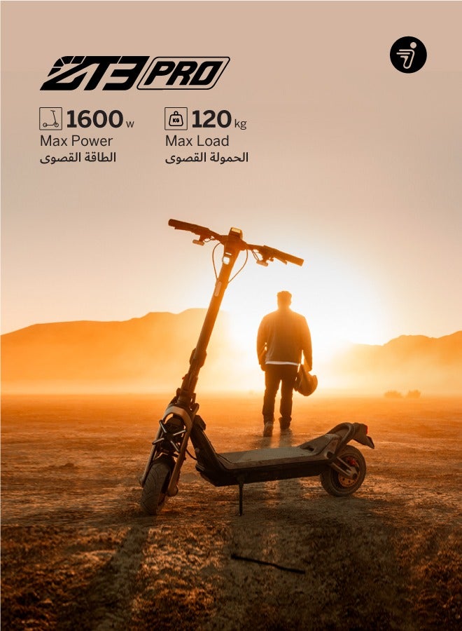 ninebot ZT3 Pro Electric KickScooter, 25km/h Speed, 70km Range, 1600W Motor, 11" Off-Road Tubeless Tires, Suspension System, Smart TFT Display, Apple Find My, Dual Brakes – Black - Image 2