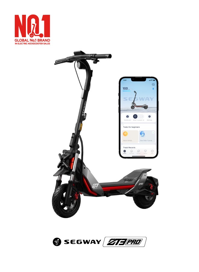 ninebot ZT3 Pro Electric KickScooter, 25km/h Speed, 70km Range, 1600W Motor, 11" Off-Road Tubeless Tires, Suspension System, Smart TFT Display, Apple Find My, Dual Brakes – Black - Image 1