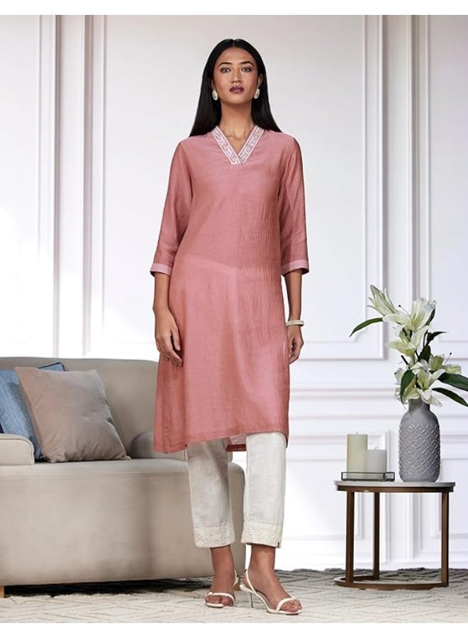 BIBA Women's rayon Straight Fit Solid Kurta m - Image 2