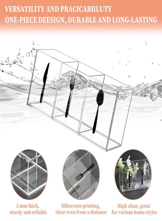 QEEYON Acrylic Cutlery Storage Organizer Bin Clear Acrylic Silverware Caddy Utensil Holder - Image 4