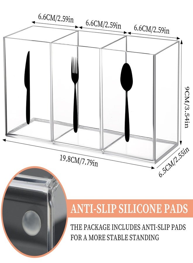 QEEYON Acrylic Cutlery Storage Organizer Bin Clear Acrylic Silverware Caddy Utensil Holder - Image 3