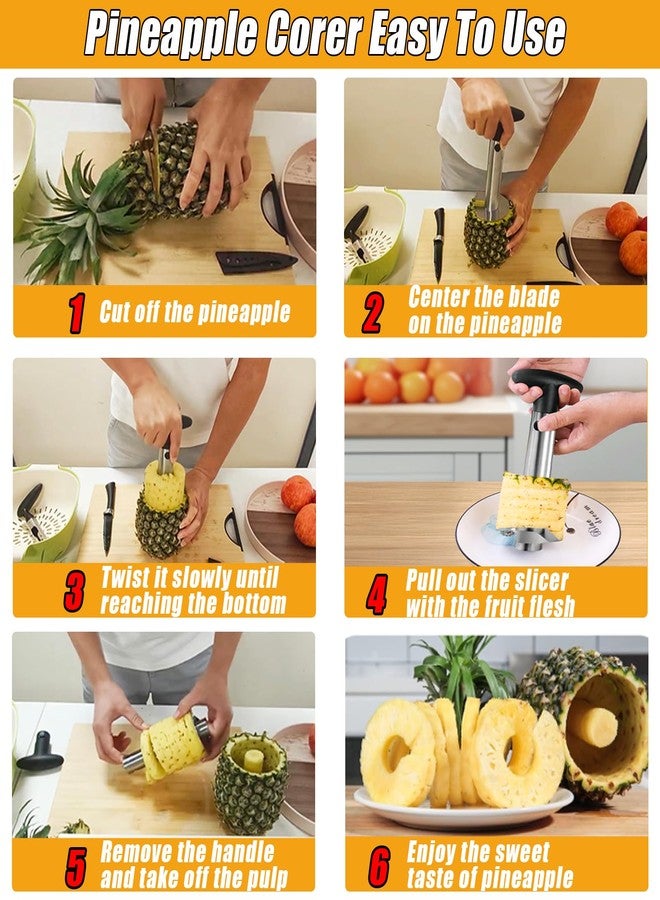 OERPHO Pineapple Corer and Slicer, Stainless Steel Apple Pineapple cutter and corer Set, with Pineapple Slicer, Apple Corer and Fruit Cutter, Pineapple Apple corer tool kitchen - Image 3
