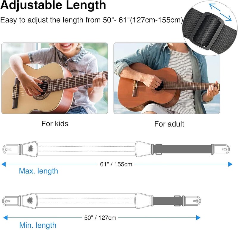 LEKATO Bass Guitar Strap - 3" Wide, Padded, Adjustable 50" to 61", Pick Holder & 2 Safety Strap Locks - Image 5