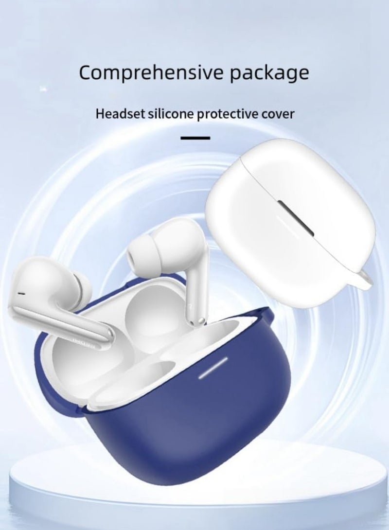 Silicone Case For Redmi Buds 6 Pro Earbuds Full-Body Protection Cover with Anti-Lost Keychain (Blue) - Image 2