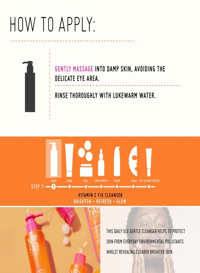 NIP+FAB Nip + Fab Vitamin C Fix Gel Cleanser Brightening Hydrating Facial Cleansing Face Wash for Skin Toning, 4.9 Fl Oz - Image 2