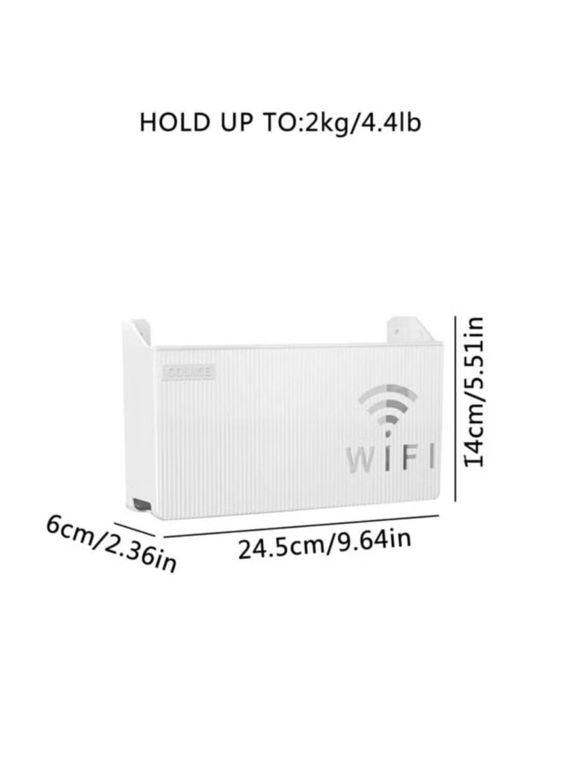WIFI N Wall Mounted Storage Rack Storage Rack Compatible with Laptops/Wifi Routers/Network Switches/Modems/Audio Devices and More (White) - Image 4