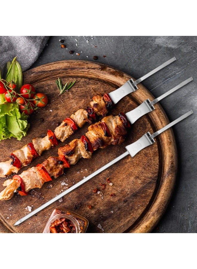 6 Pack Stainless Steel Flat BBQ Skewers with Push Bar, 14.96 inch Long Shish Kabob Sticks - Image 5