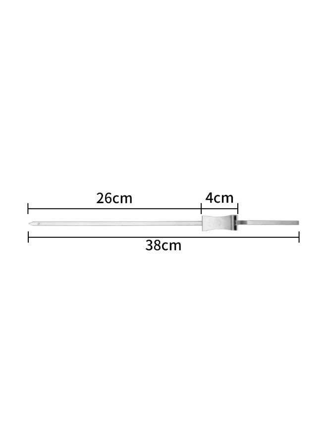 6 Pack Stainless Steel Flat BBQ Skewers with Push Bar, 14.96 inch Long Shish Kabob Sticks - Image 2