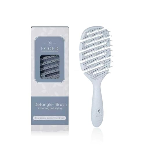 Ecoed Hair brush, Vented Detangling Brush, Quickly Detangles and Smooths hair for Curly, Thick, and Straight Hair, Hair Brush for Women and Men, Blue, Eco Friendly, Sustainable Material - Image 1