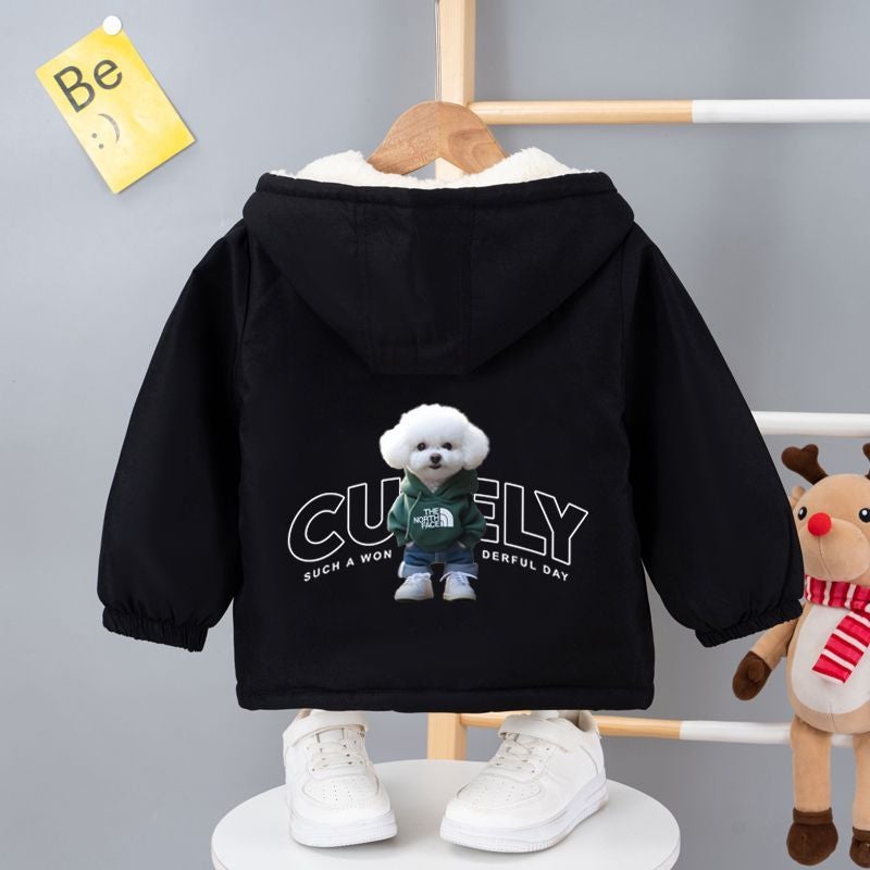 2024 Explosions Fleece-Lined Baby New Style Children'S Cardigan Casual Fleece-Lined Thick Hooded Top - Image 2