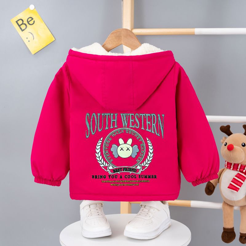 2024 Explosions Fleece-Lined Baby New Style Children'S Cardigan Casual Fleece-Lined Thick Hooded Top - Image 5