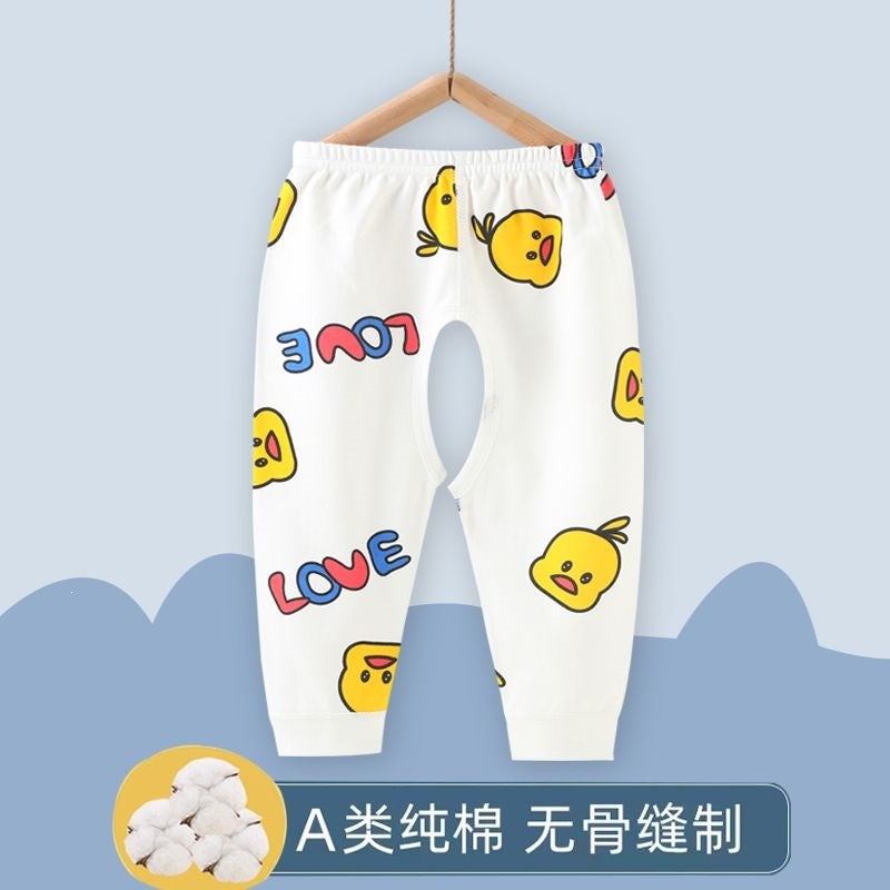 Baby Open-Crotch Pants for Spring and Autumn, Unisex Baby Pants, Pure Cotton Infant Long Pants, Casual Pants, Leggings, All-Season Style - Image 1