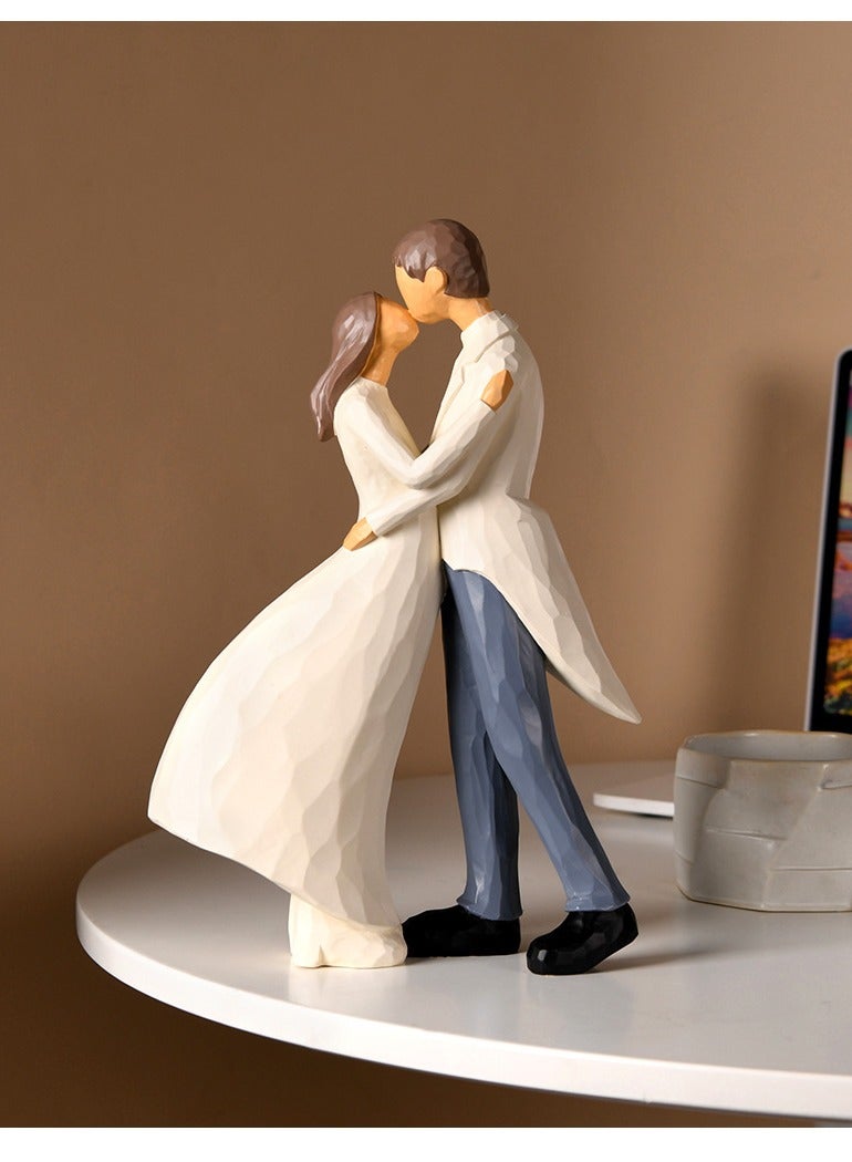 YINZUO Romantic Couple Figurines Handcrafted Wedding and Anniversary Decoration Set, Elegant Resin Sculptures for Home Décor, Love-Themed Gifts for Special Occasions - Image 1