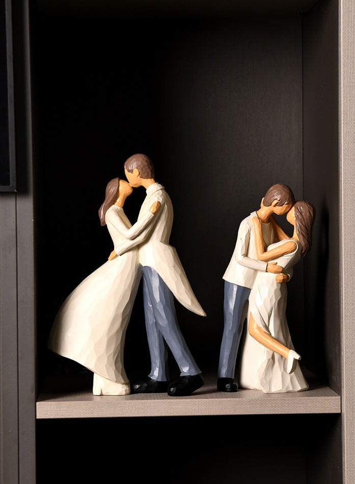 YINZUO Romantic Couple Figurines Handcrafted Wedding and Anniversary Decoration Set, Elegant Resin Sculptures for Home Décor, Love-Themed Gifts for Special Occasions - Image 4