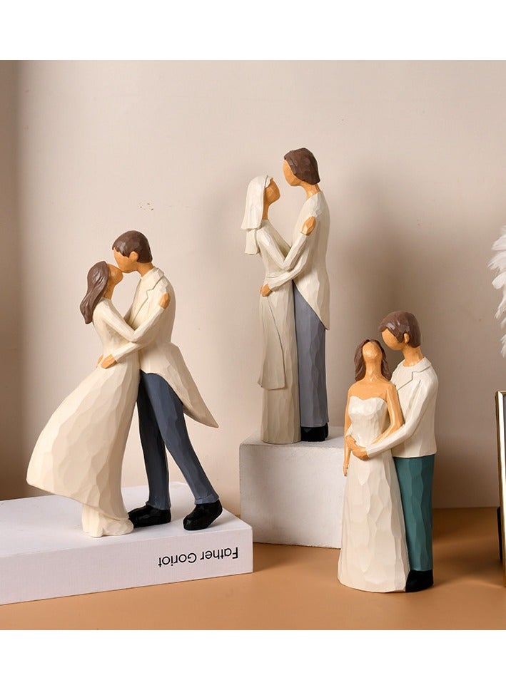 YINZUO Romantic Couple Figurines Handcrafted Wedding and Anniversary Decoration Set, Elegant Resin Sculptures for Home Décor, Love-Themed Gifts for Special Occasions - Image 3