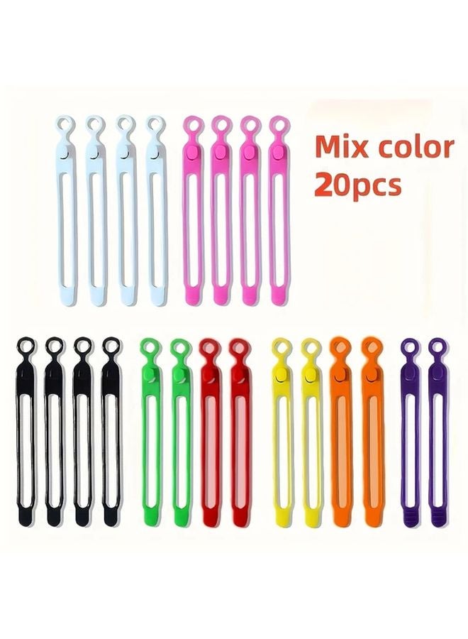 20pcs Mix Colors Heavy Duty Silicone Cable Organizer Clips Ties Space Saving Storage - Image 1