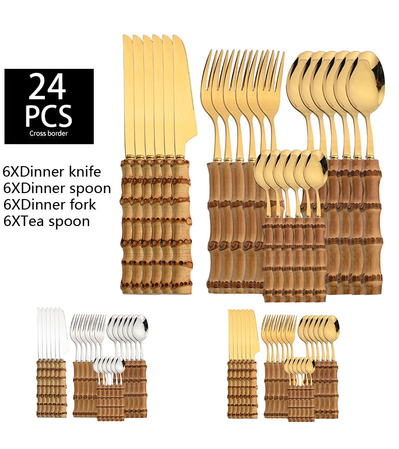 24 Pieces Silvery Western Tableware Set for Creative Cake Dessert - Image 1