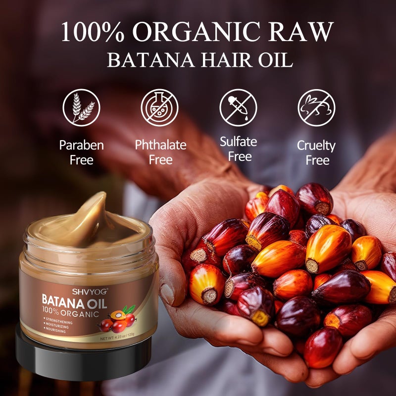 SHVYOG Batana Oil for Hair Growth, 100% Raw Organic Batana Oil for Hair Loss, for Dry, Damaged Hair, Eliminates Split Ends, Enhances Thickness & Increases Shine - 4.23 Oz - Image 2