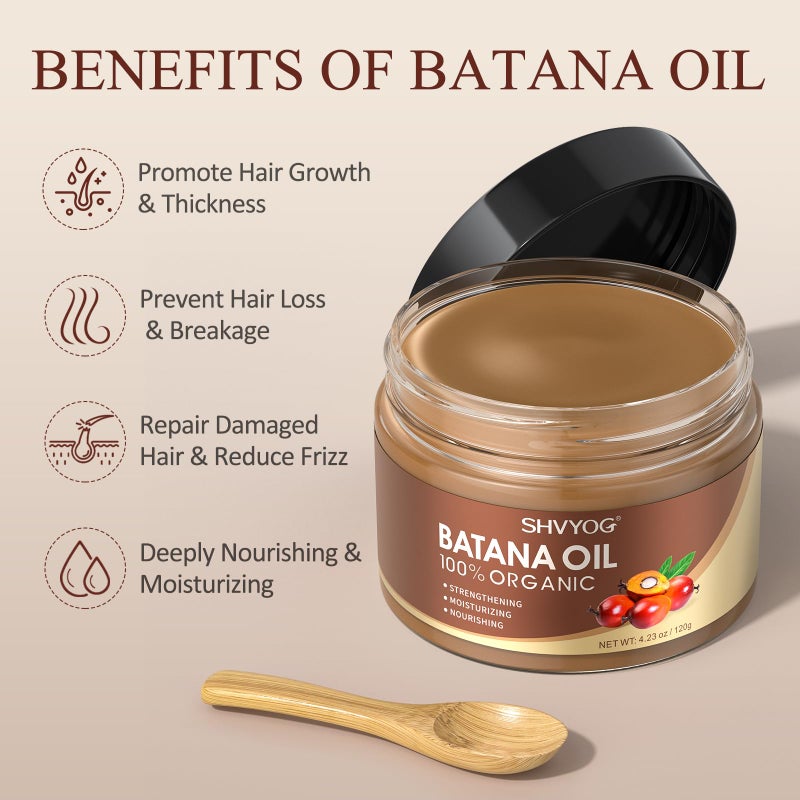 SHVYOG Batana Oil for Hair Growth, 100% Raw Organic Batana Oil for Hair Loss, for Dry, Damaged Hair, Eliminates Split Ends, Enhances Thickness & Increases Shine - 4.23 Oz - Image 4